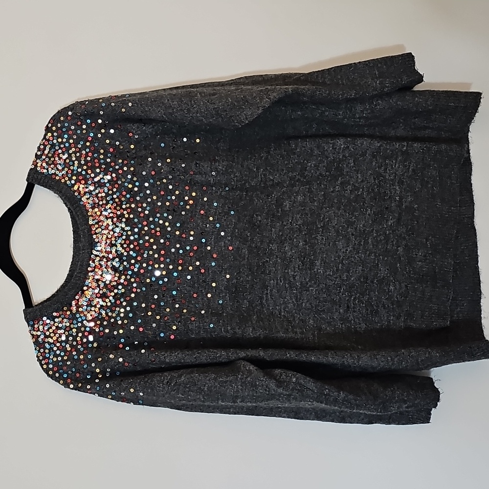 Westport Gray Sweater with Multicolor Sequins Size 1X